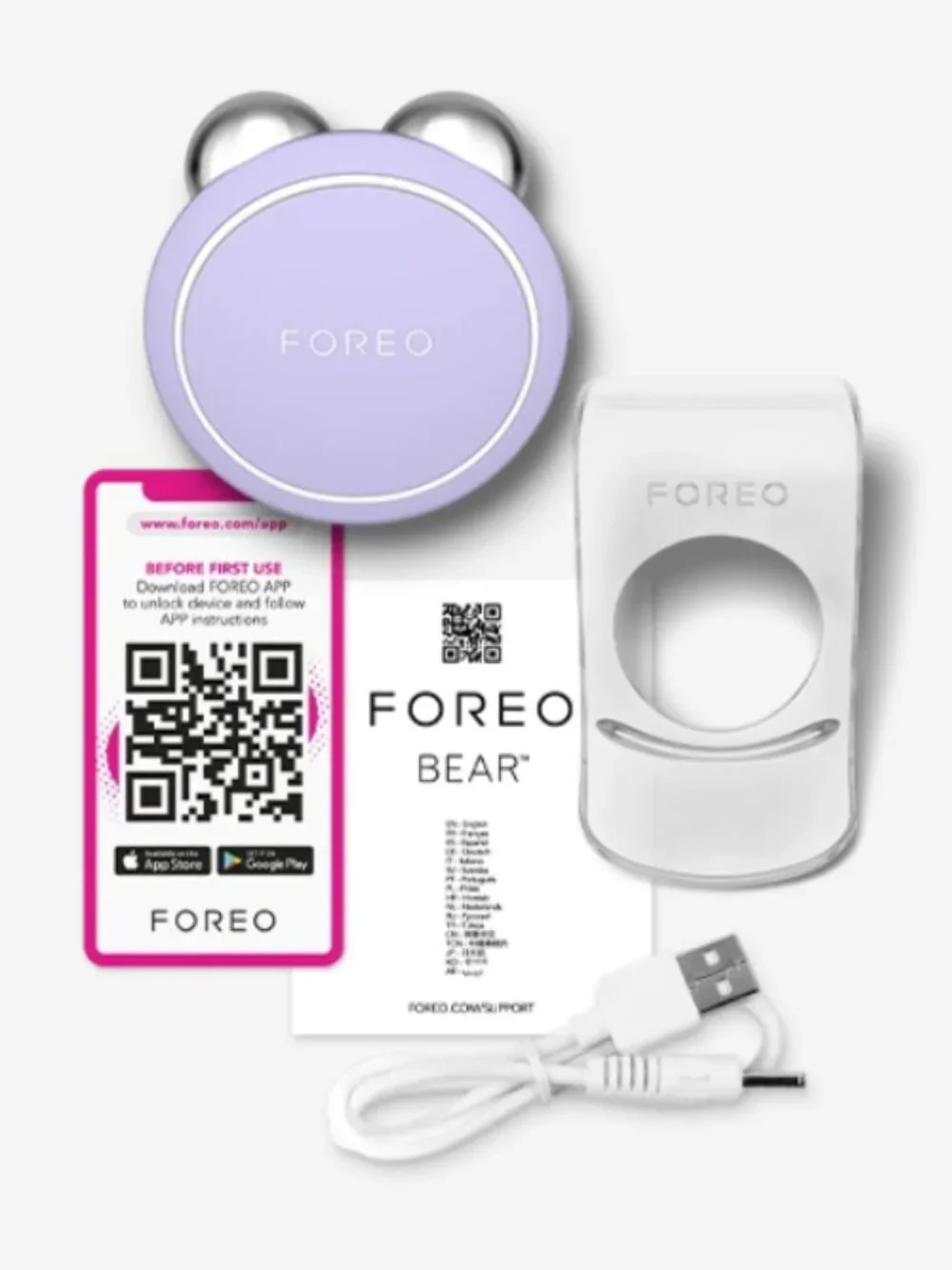 FOREO BEAR MINI Facial Toning Device Lavender Microcurrent